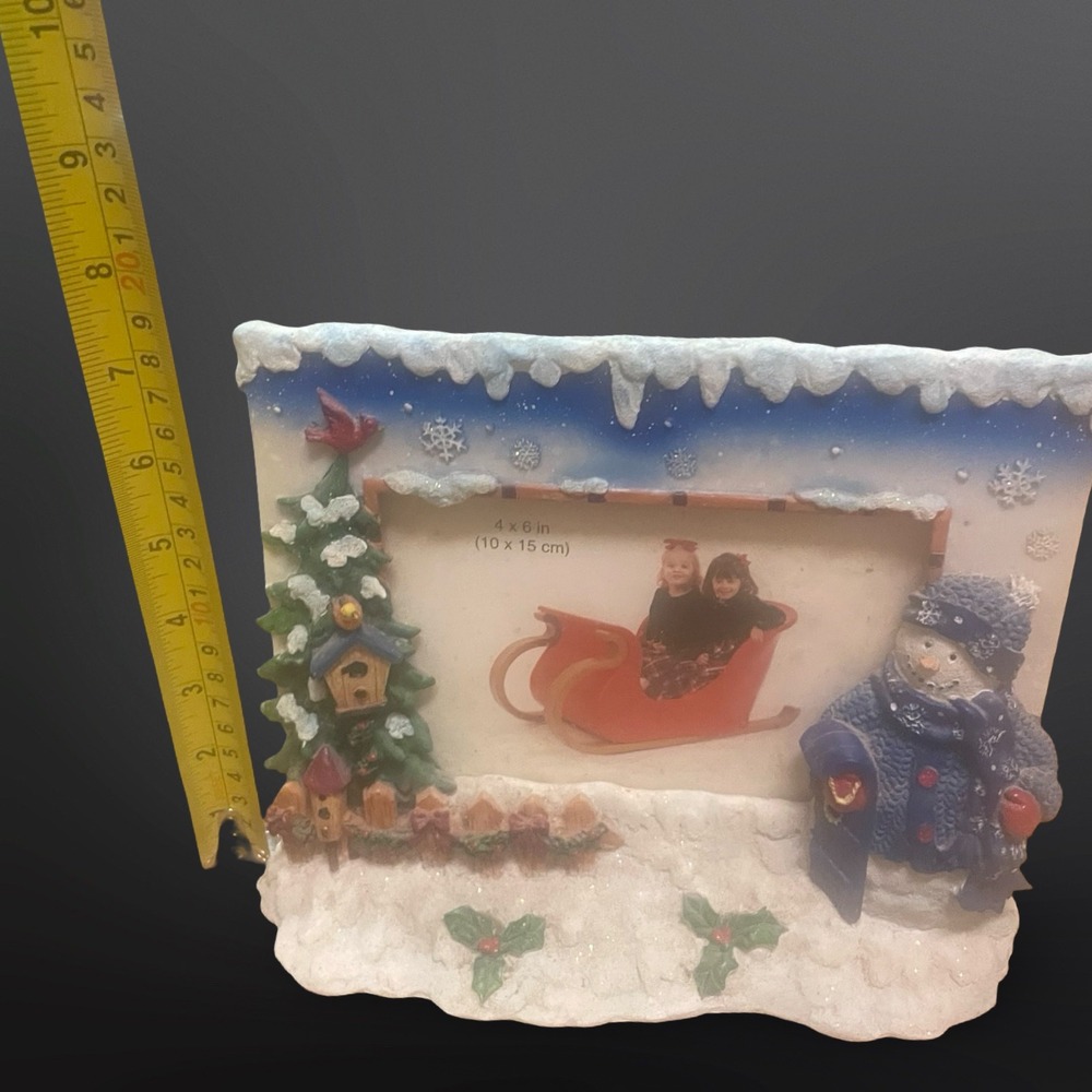 Christmas Snowman Sleigh Photo Frame 4x6 Holiday Winter Decor‎ cute cozy cottage - Picture 3 of 5